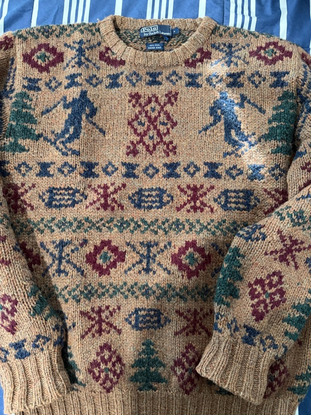 Polo by Ralph Lauren Tan Fair Isle Ski Motif Crewneck Sweater
